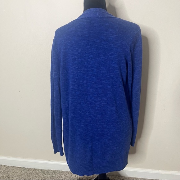 Eileen Fisher Blue Open Front Organic Linen Cotton Knit Cardigan Sweater Sz LP - Picture 7 of 8